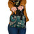Vintage Samoa Siapo Mamanu Shoulder Handbag Teal Samoan Tapa Motif - Polynesian Pride