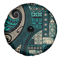 Vintage Samoa Siapo Mamanu Spare Tire Cover Teal Samoan Tapa Motif LT9 - Polynesian Pride