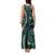 Vintage Samoa Siapo Mamanu Tank Maxi Dress Teal Samoan Tapa Motif - Polynesian Pride