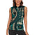 Vintage Samoa Siapo Mamanu Women Sleeveless Polo Shirt Teal Samoan Tapa Motif - Polynesian Pride
