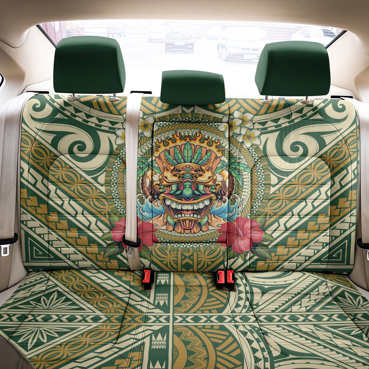 Hawaii Tiki Mask Back Car Seat Cover Mele Kalikimaka i Iulai!