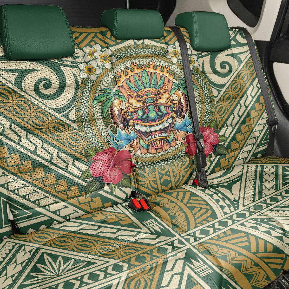 Hawaii Tiki Mask Back Car Seat Cover Mele Kalikimaka i Iulai!