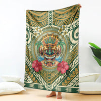 Hawaii Tiki Mask Blanket Mele Kalikimaka i Iulai!