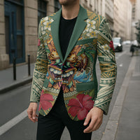 Hawaii Tiki Mask Personalized Blazer Mele Kalikimaka i Iulai!