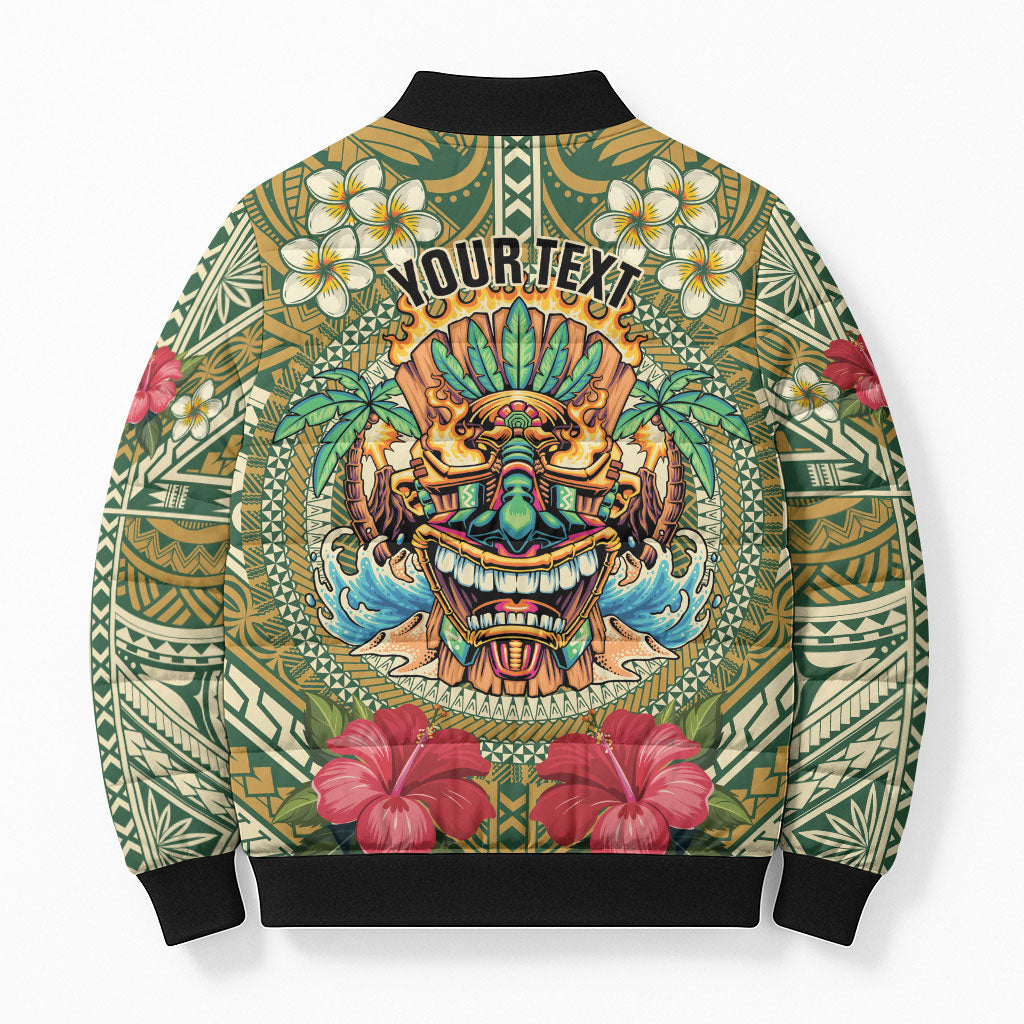Hawaii Tiki Mask Personalized Bomber Puffer Jacket Mele Kalikimaka i Iulai!