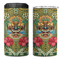 Hawaii Tiki Mask Personalized 4 in 1 Can Cooler Tumbler Mele Kalikimaka i Iulai!
