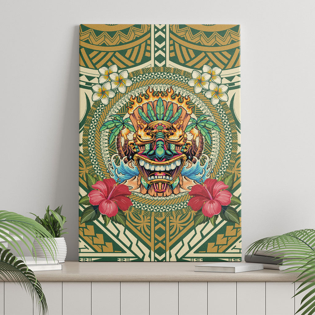 Hawaii Tiki Mask Canvas Wall Art Mele Kalikimaka i Iulai!