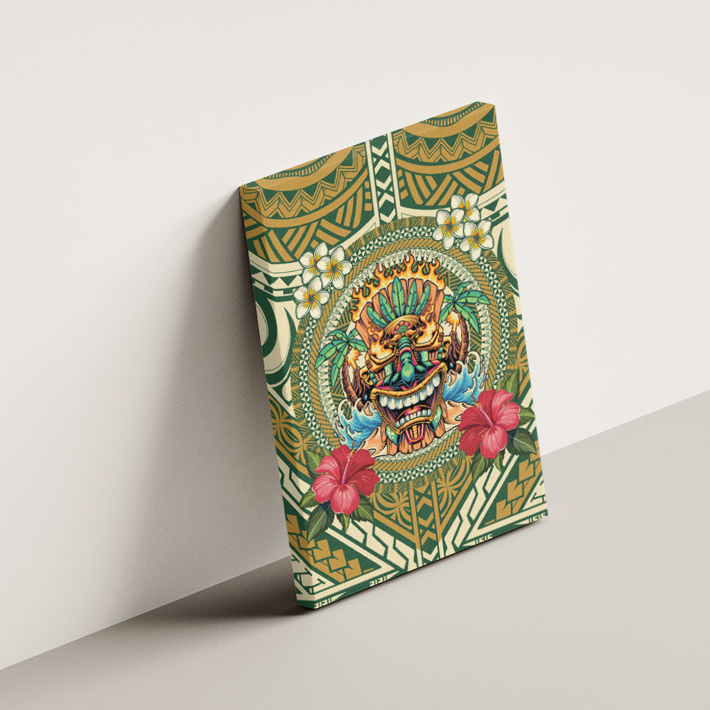 Hawaii Tiki Mask Canvas Wall Art Mele Kalikimaka i Iulai!