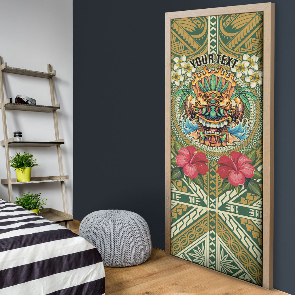 Hawaii Tiki Mask Personalized Door Cover Mele Kalikimaka i Iulai!