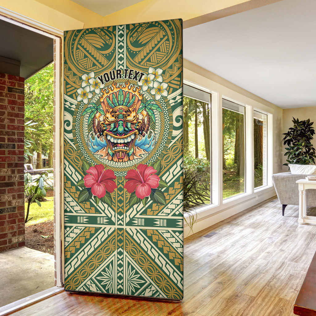 Hawaii Tiki Mask Personalized Door Cover Mele Kalikimaka i Iulai!