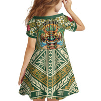 Hawaii Tiki Mask Personalized Family Matching Tank Maxi Dress and Hawaiian Shirt Mele Kalikimaka i Iulai!