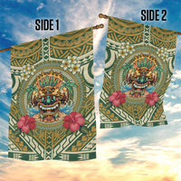 Hawaii Tiki Mask Garden Flag Mele Kalikimaka i Iulai!