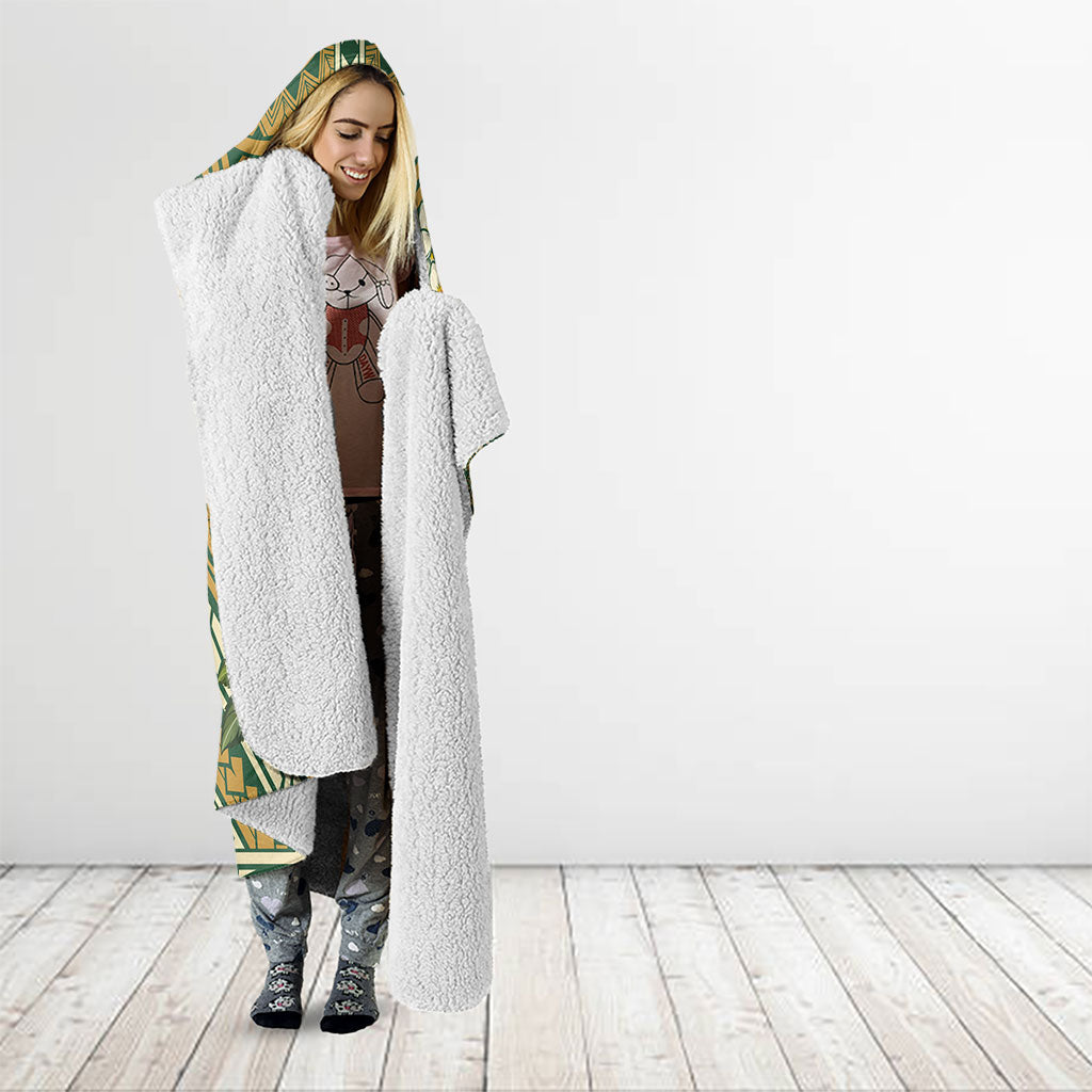 Hawaii Tiki Mask Hooded Blanket Mele Kalikimaka i Iulai!