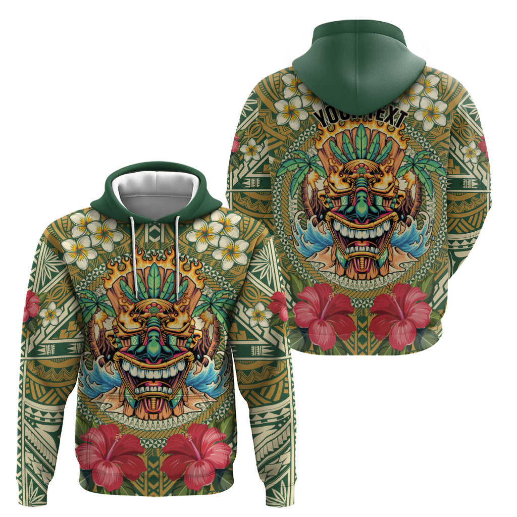 Hawaii Tiki Mask Personalized Hoodie Mele Kalikimaka i Iulai!