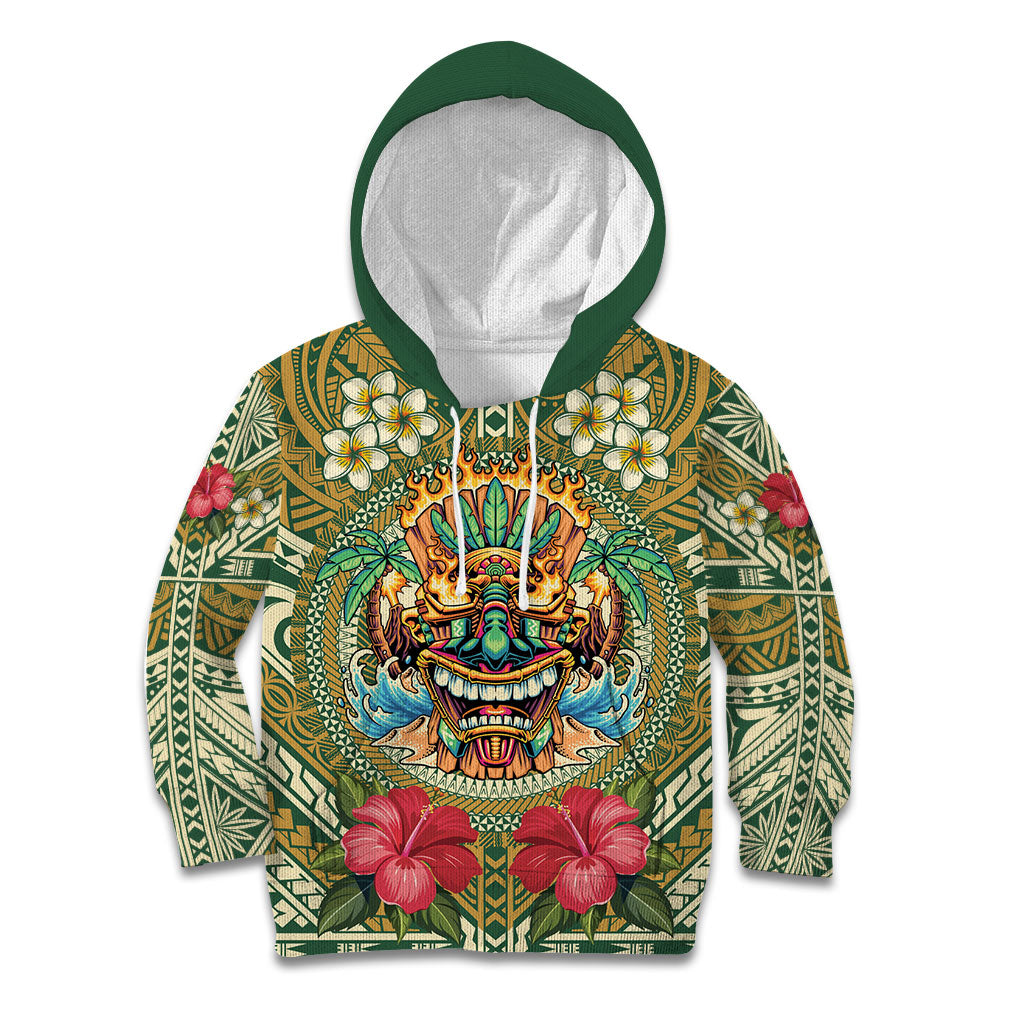 Hawaii Tiki Mask Personalized Kid Hoodie Mele Kalikimaka i Iulai!