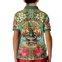 Hawaii Tiki Mask Personalized Kid Polo Shirt Mele Kalikimaka i Iulai!