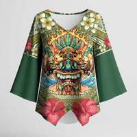 Hawaii Tiki Mask Personalized Kimono Sleeve Blouse Mele Kalikimaka i Iulai!