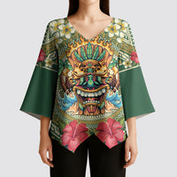 Hawaii Tiki Mask Personalized Kimono Sleeve Blouse Mele Kalikimaka i Iulai!