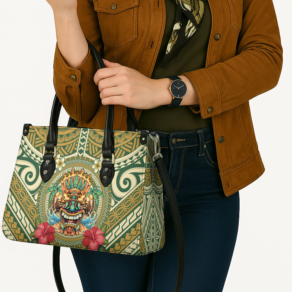 Hawaii Tiki Mask Leather Bag Mele Kalikimaka i Iulai!