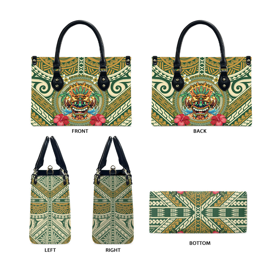 Hawaii Tiki Mask Leather Bag Mele Kalikimaka i Iulai!