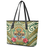 Hawaii Tiki Mask Leather Tote Bag Mele Kalikimaka i Iulai!