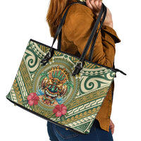 Hawaii Tiki Mask Leather Tote Bag Mele Kalikimaka i Iulai!