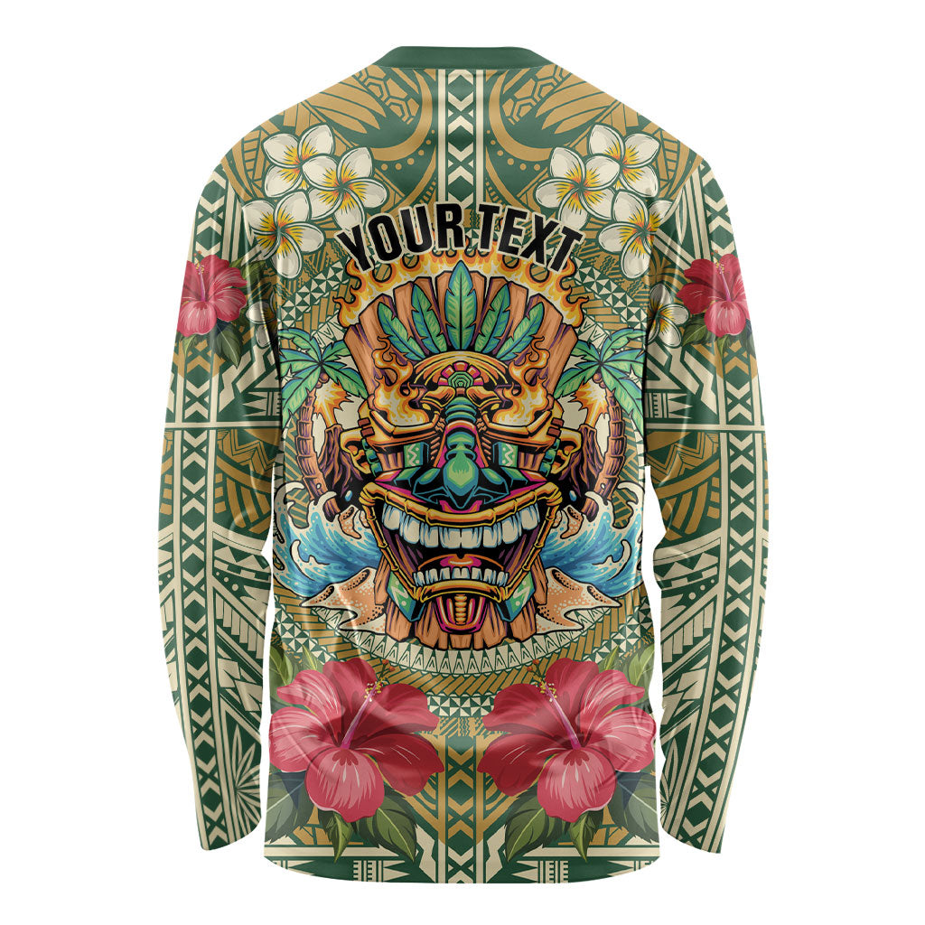 Hawaii Tiki Mask Personalized Long Sleeve Shirt Mele Kalikimaka i Iulai!