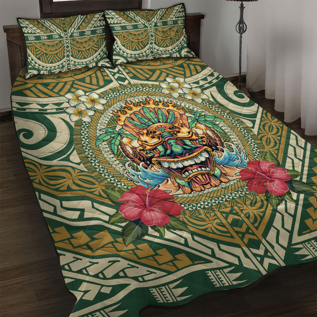 Hawaii Tiki Mask Quilt Bed Set Mele Kalikimaka i Iulai!