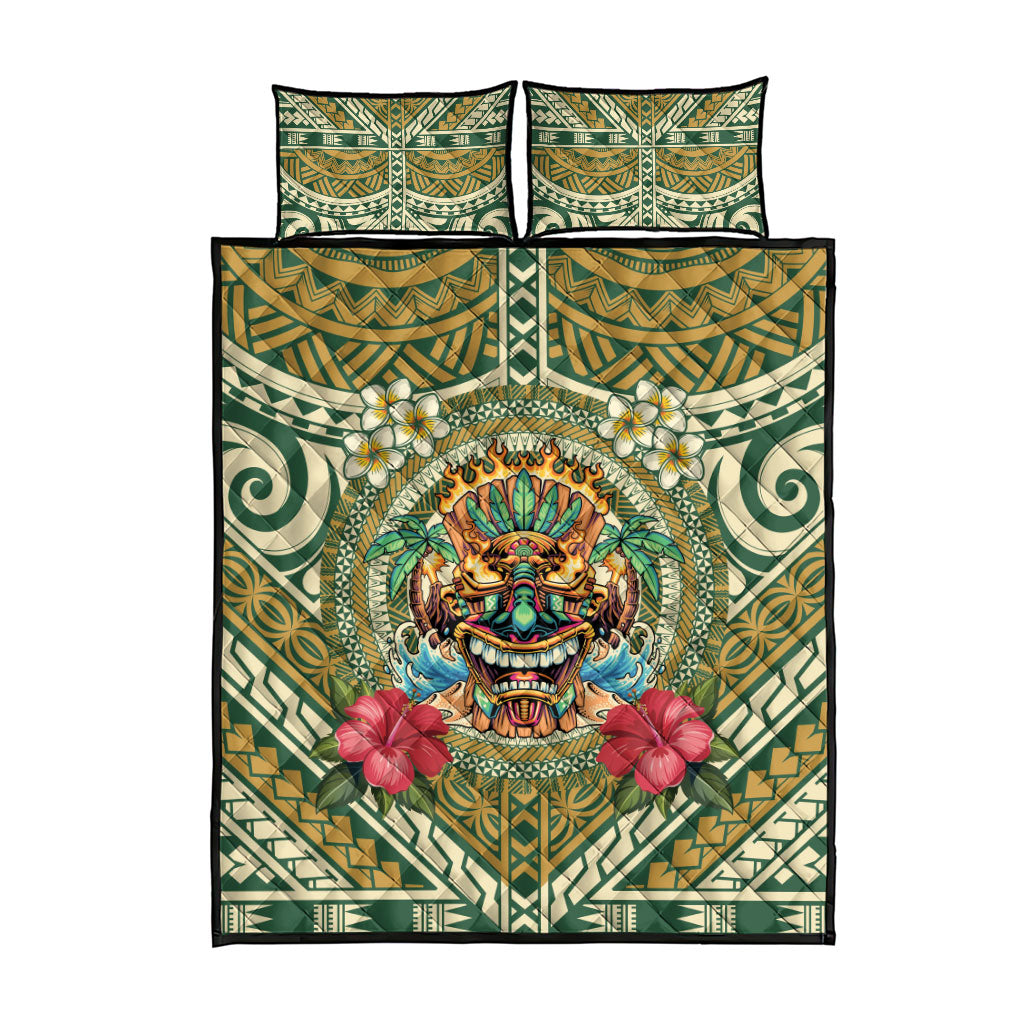 Hawaii Tiki Mask Quilt Bed Set Mele Kalikimaka i Iulai!