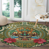Hawaii Tiki Mask Round Carpet Mele Kalikimaka i Iulai!
