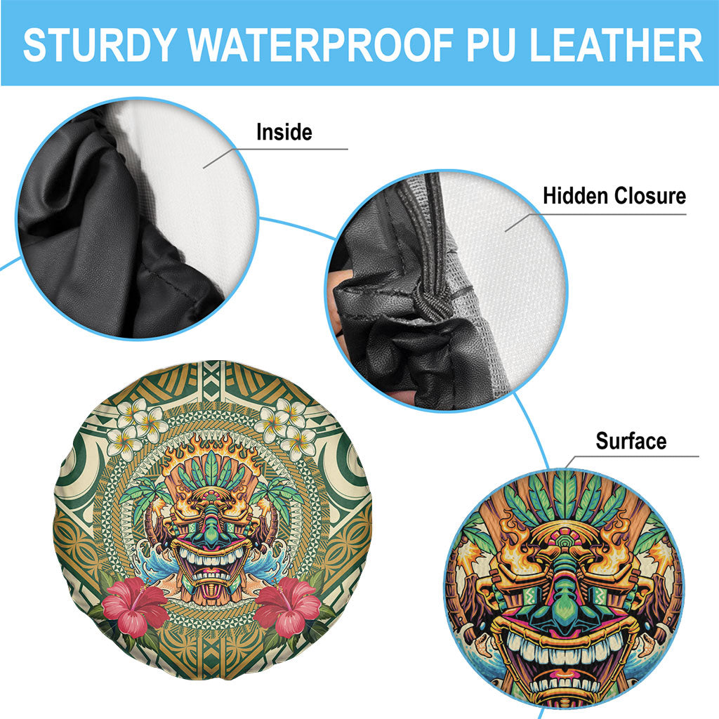 Hawaii Tiki Mask Spare Tire Cover Mele Kalikimaka i Iulai!