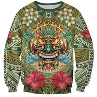 Hawaii Tiki Mask Personalized Sweatshirt Mele Kalikimaka i Iulai!
