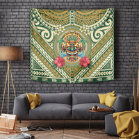 Hawaii Tiki Mask Tapestry Mele Kalikimaka i Iulai!