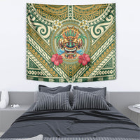 Hawaii Tiki Mask Tapestry Mele Kalikimaka i Iulai!