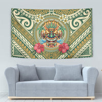Hawaii Tiki Mask Tapestry Mele Kalikimaka i Iulai!