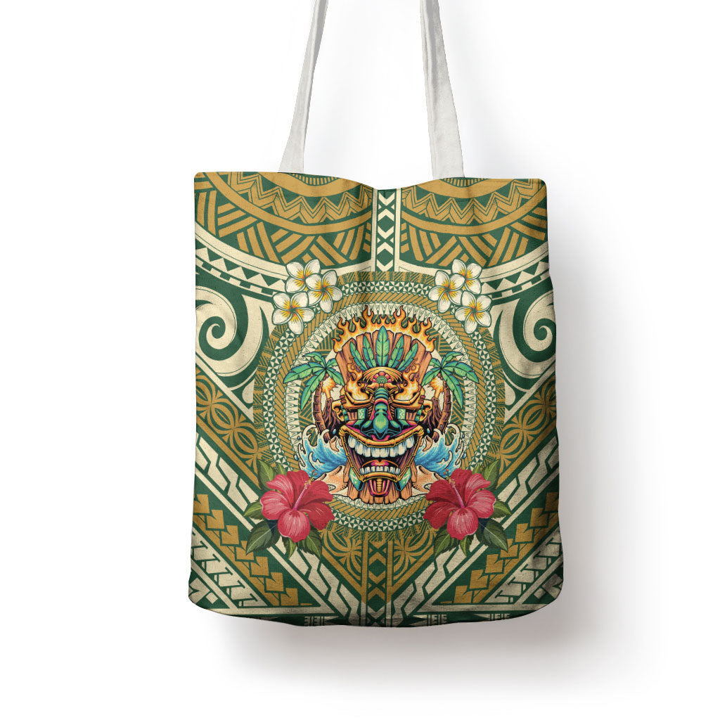 Hawaii Tiki Mask Tote Bag Mele Kalikimaka i Iulai!