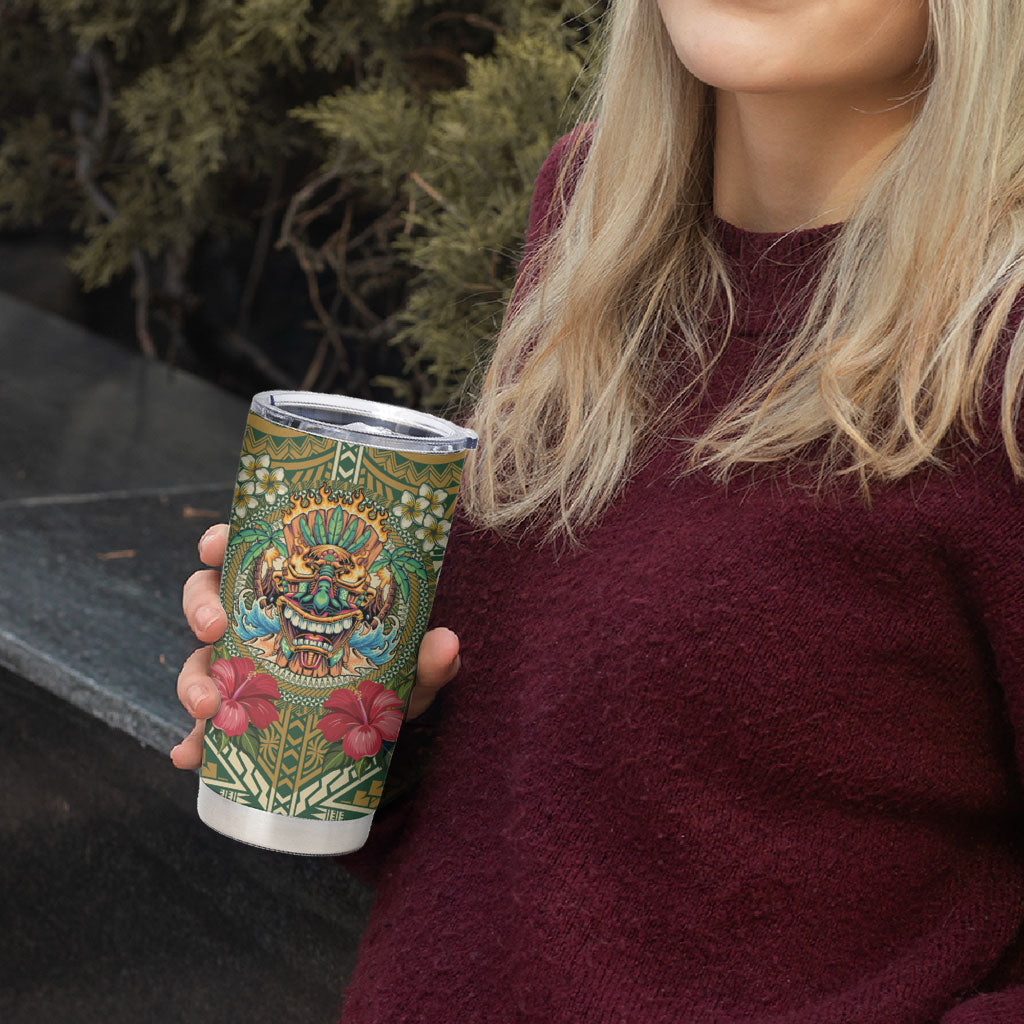 Hawaii Tiki Mask Personalized Tumbler Cup Mele Kalikimaka i Iulai!