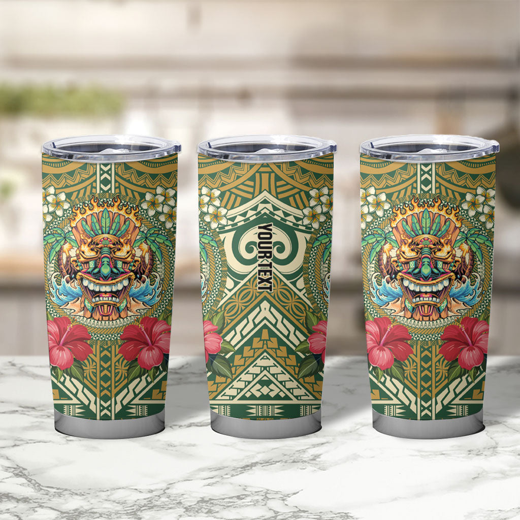 Hawaii Tiki Mask Personalized Tumbler Cup Mele Kalikimaka i Iulai!