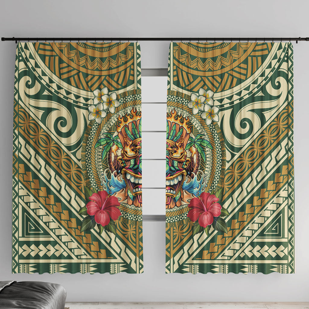 Hawaii Tiki Mask Window Curtain Mele Kalikimaka i Iulai!