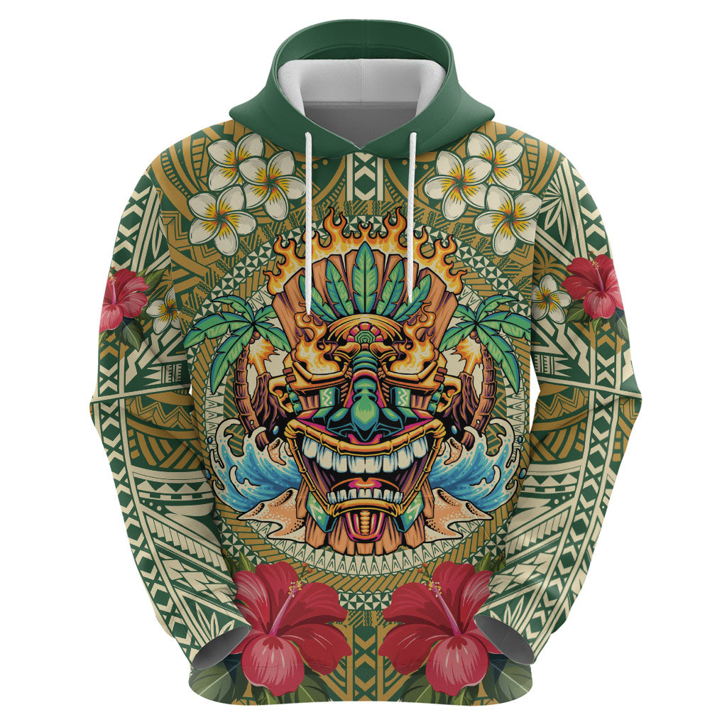 Hawaii Tiki Mask Personalized Zip Hoodie Mele Kalikimaka i Iulai!