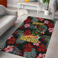 Hawaii Tiki Surfing Area Rug Mele Kalikimaka i Iulai!