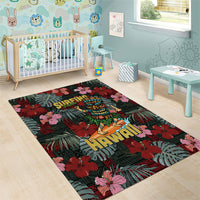 Hawaii Tiki Surfing Area Rug Mele Kalikimaka i Iulai!
