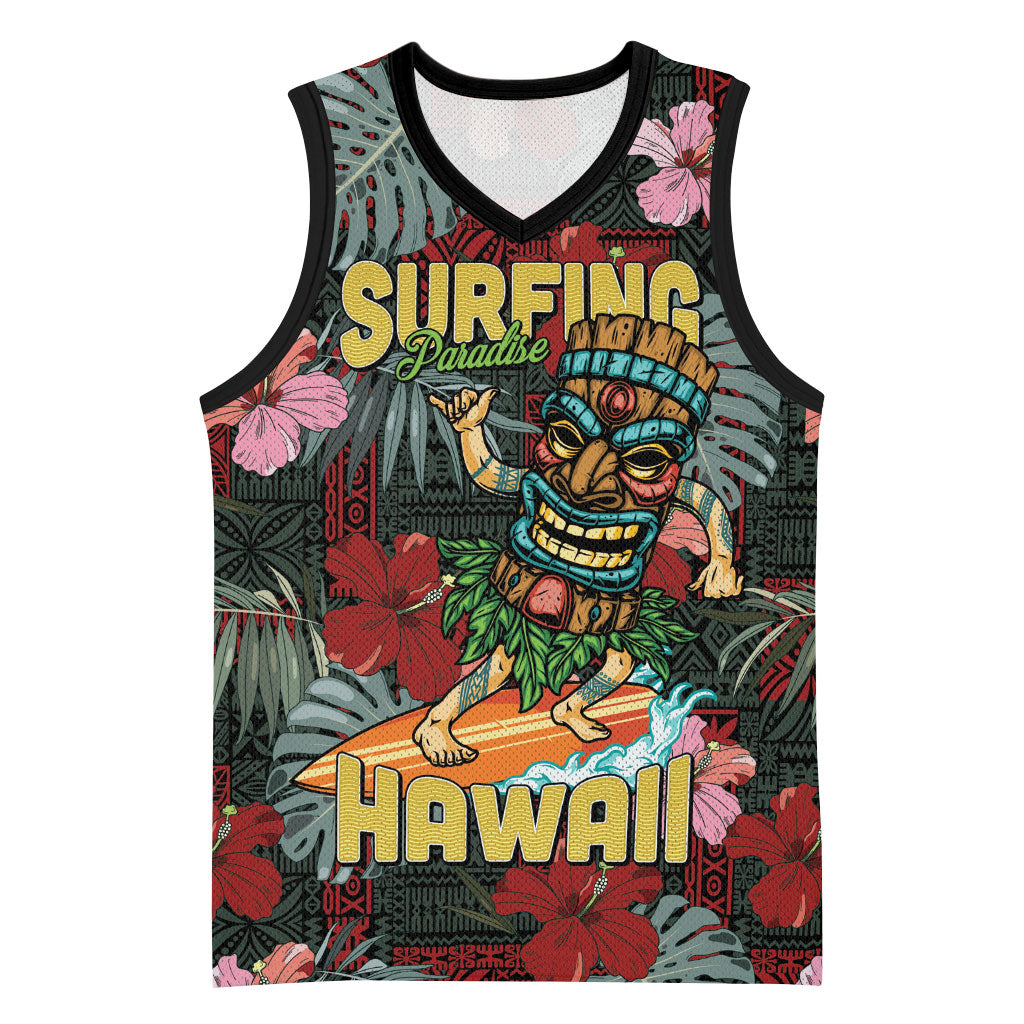 Hawaii Tiki Surfing Basketball Jersey Mele Kalikimaka i Iulai!