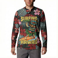 Hawaii Tiki Surfing Button Sweatshirt Mele Kalikimaka i Iulai!