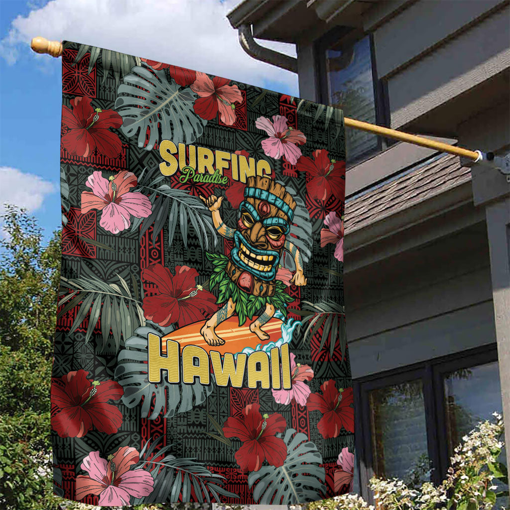Hawaii Tiki Surfing Garden Flag Mele Kalikimaka i Iulai!
