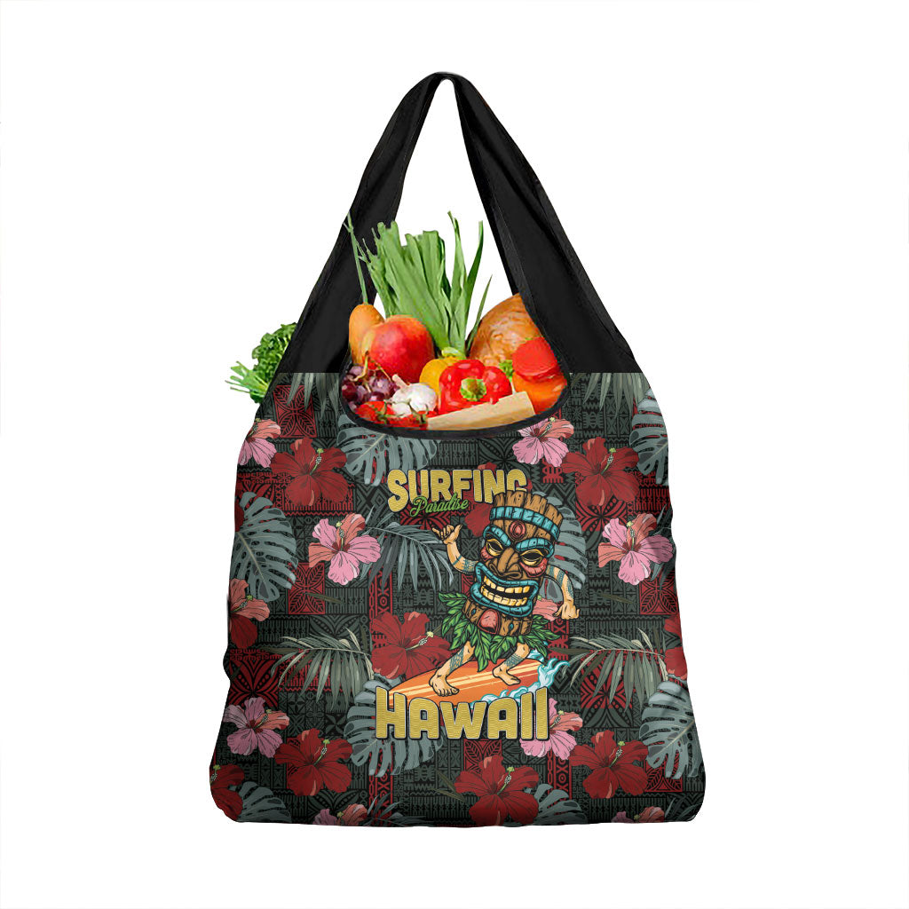 Hawaii Tiki Surfing Grocery Bag Mele Kalikimaka i Iulai!