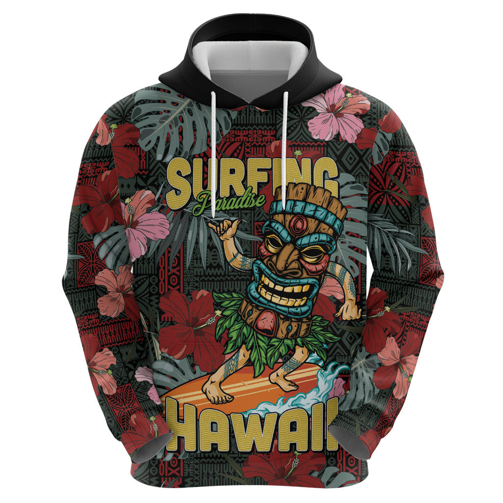 Hawaii Tiki Surfing Hoodie Mele Kalikimaka i Iulai!