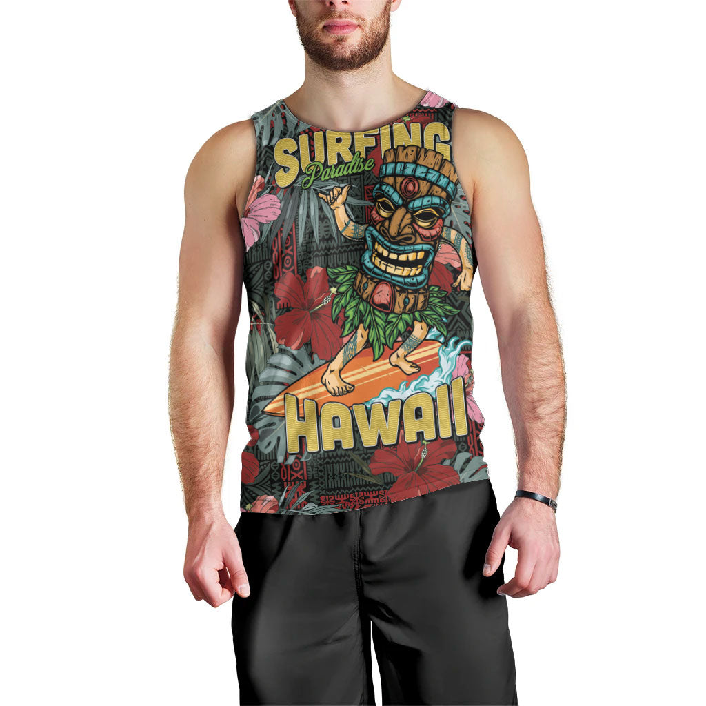 Hawaii Tiki Surfing Men Tank Top Mele Kalikimaka i Iulai!