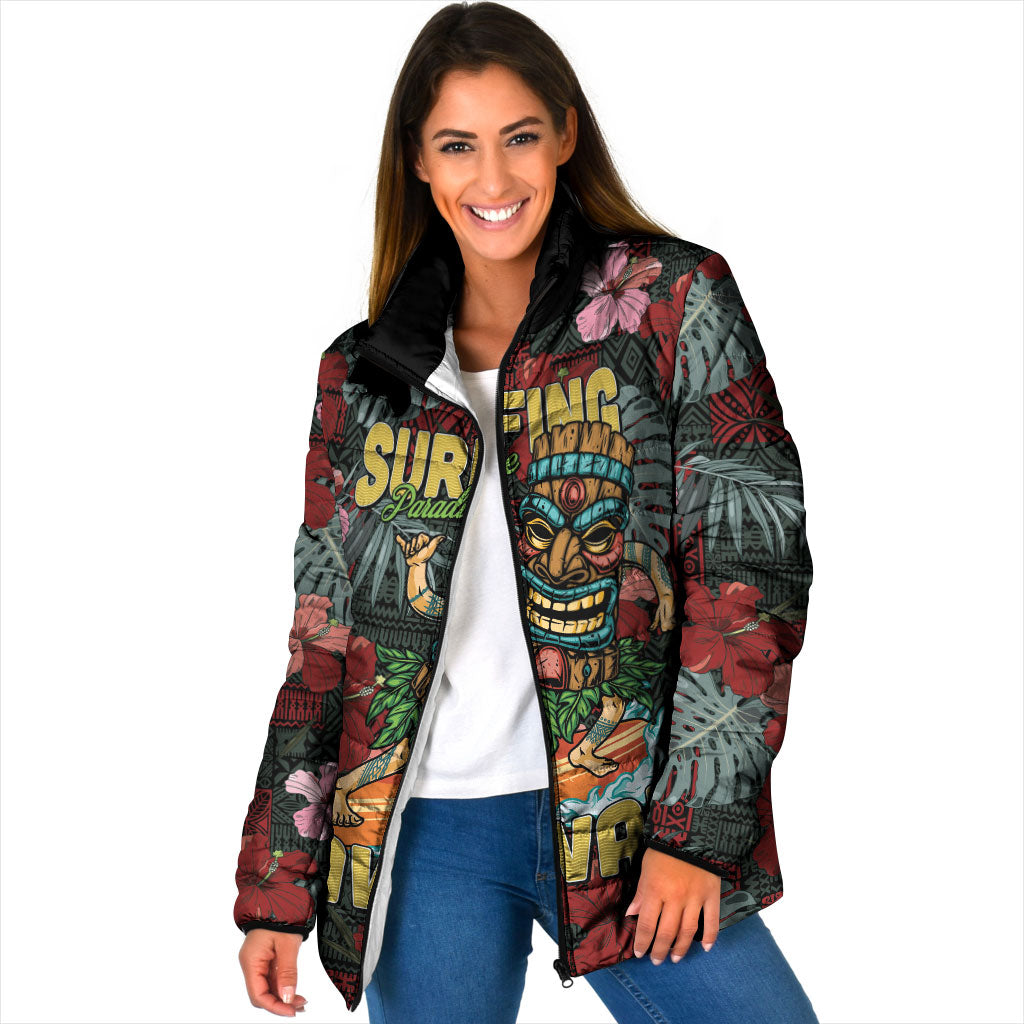 Hawaii Tiki Surfing Padded Jacket Mele Kalikimaka i Iulai!