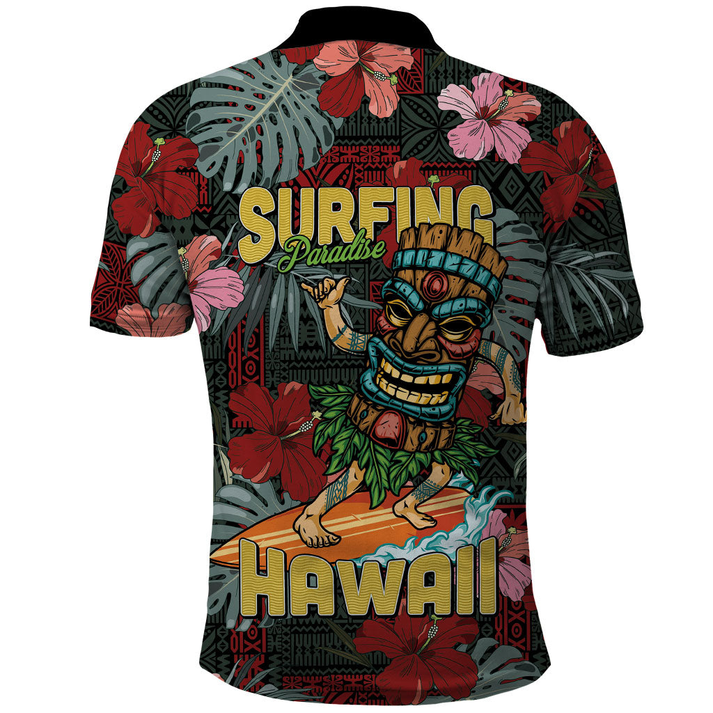Hawaii Tiki Surfing Polo Shirt Mele Kalikimaka i Iulai!